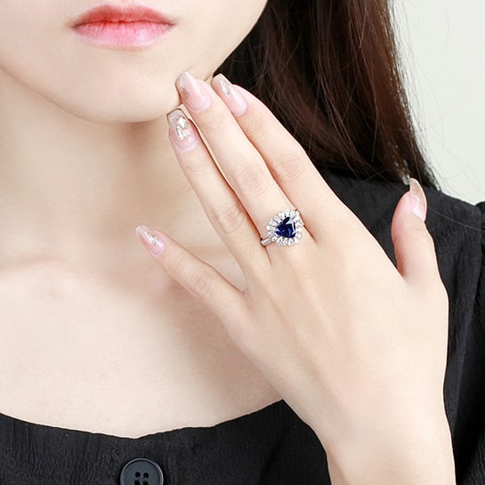 14k Gold 3.19 Ctw Natural Sapphire & Diamond Ring - 2