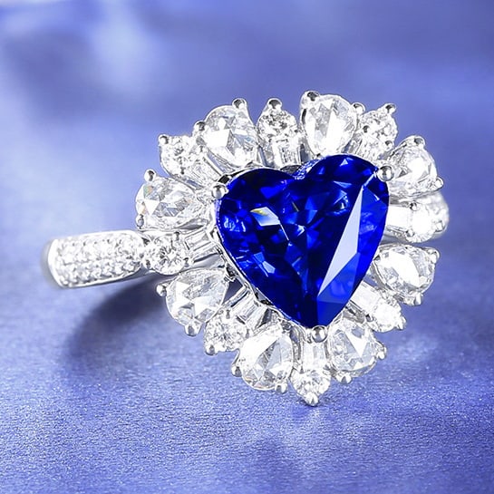 14k Gold 3.19 Ctw Natural Sapphire & Diamond Ring - 4