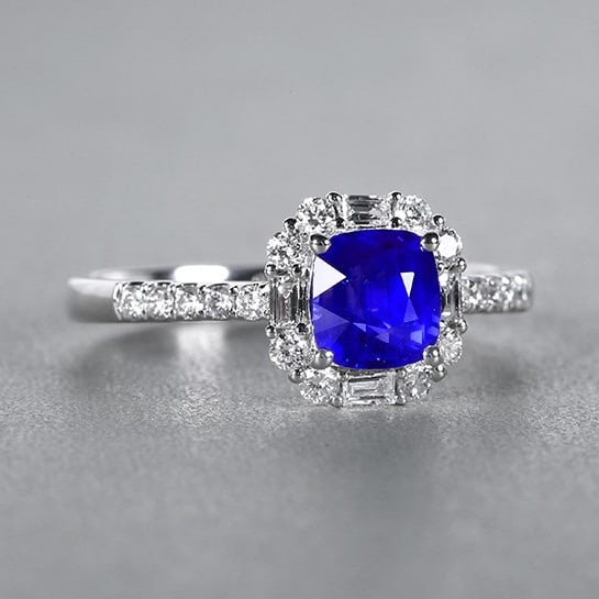 14k Gold 1.45 Ctw Natural Sapphire & Diamond Ring - 4