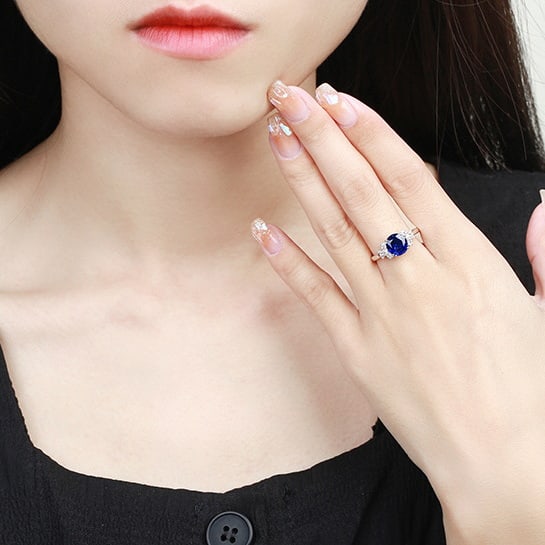 14k Gold 2.15 Ctw Natural Sapphire & Diamond Ring - 2