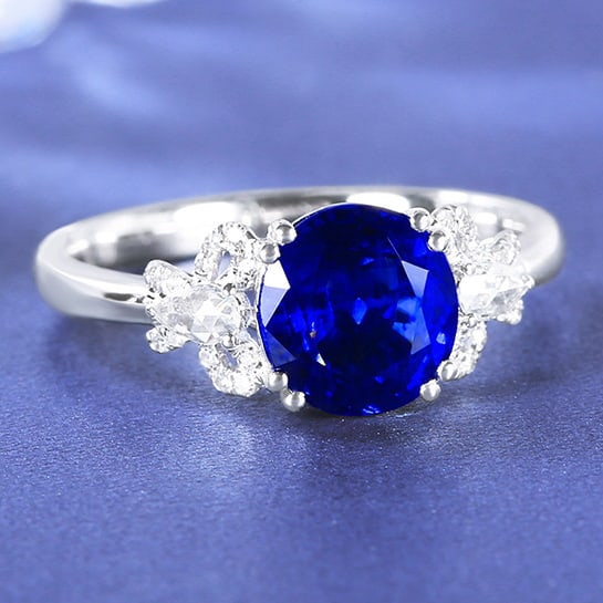 14k Gold 2.15 Ctw Natural Sapphire & Diamond Ring - 5