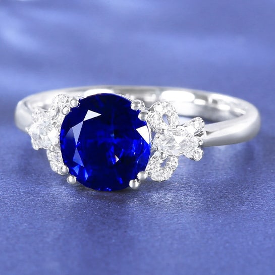 14k Gold 2.15 Ctw Natural Sapphire & Diamond Ring - 6