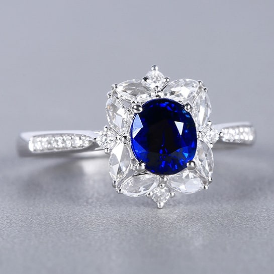 14k Gold 1.33 Ctw Natural Sapphire & Diamond Ring - 3