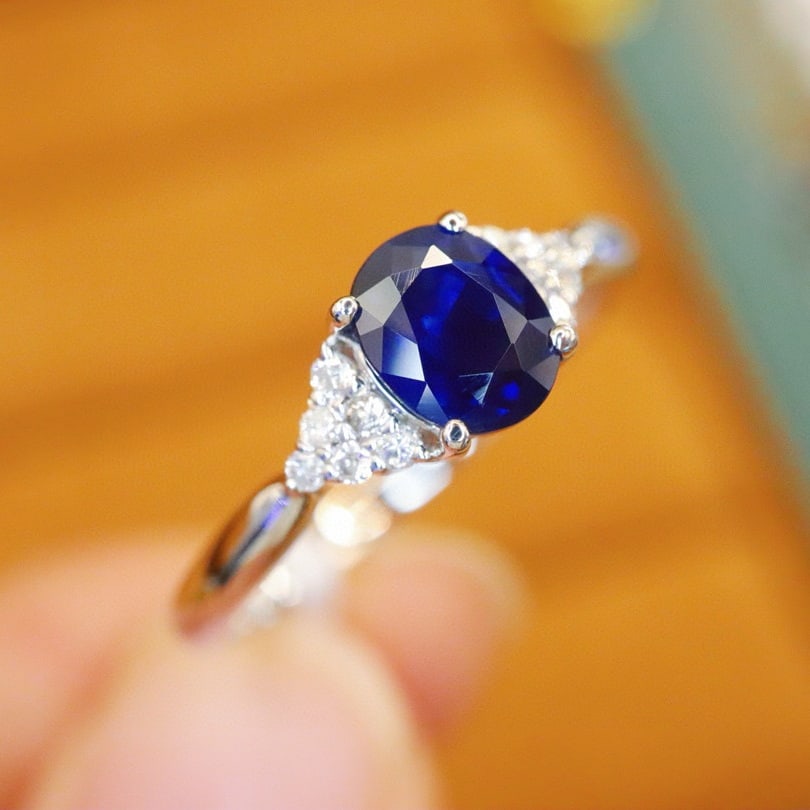14k Gold 0.92 Ctw Natural Sapphire & Diamond Ring - 2