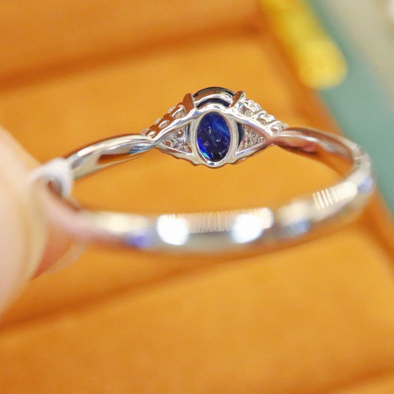 14k Gold 0.92 Ctw Natural Sapphire & Diamond Ring - 4