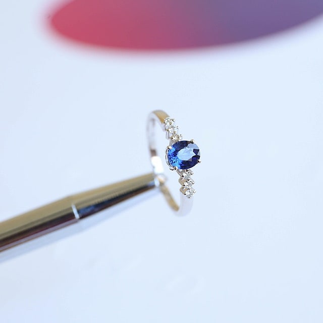14k Gold 0.5 Ct Natural Sapphire & Diamond Ring: Ref:230980320 // gold content:14k gold // ring size:7. 25us // // main gemstone:sapphire // shape:oval // carat weight:0. 5ct // color:royal blue // treatment:natural // // adjacent gemstone 2 :