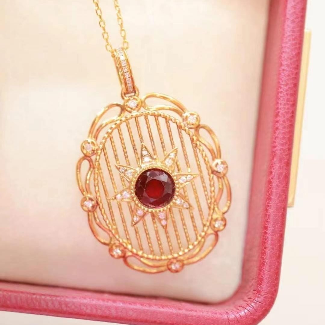 14k Gold 1.56 Ctw Natural Ruby & Diamond Necklace - 4