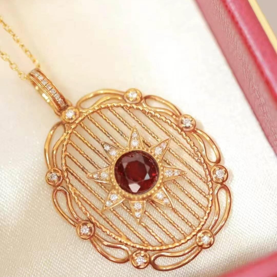 14k Gold 1.56 Ctw Natural Ruby & Diamond Necklace - 5
