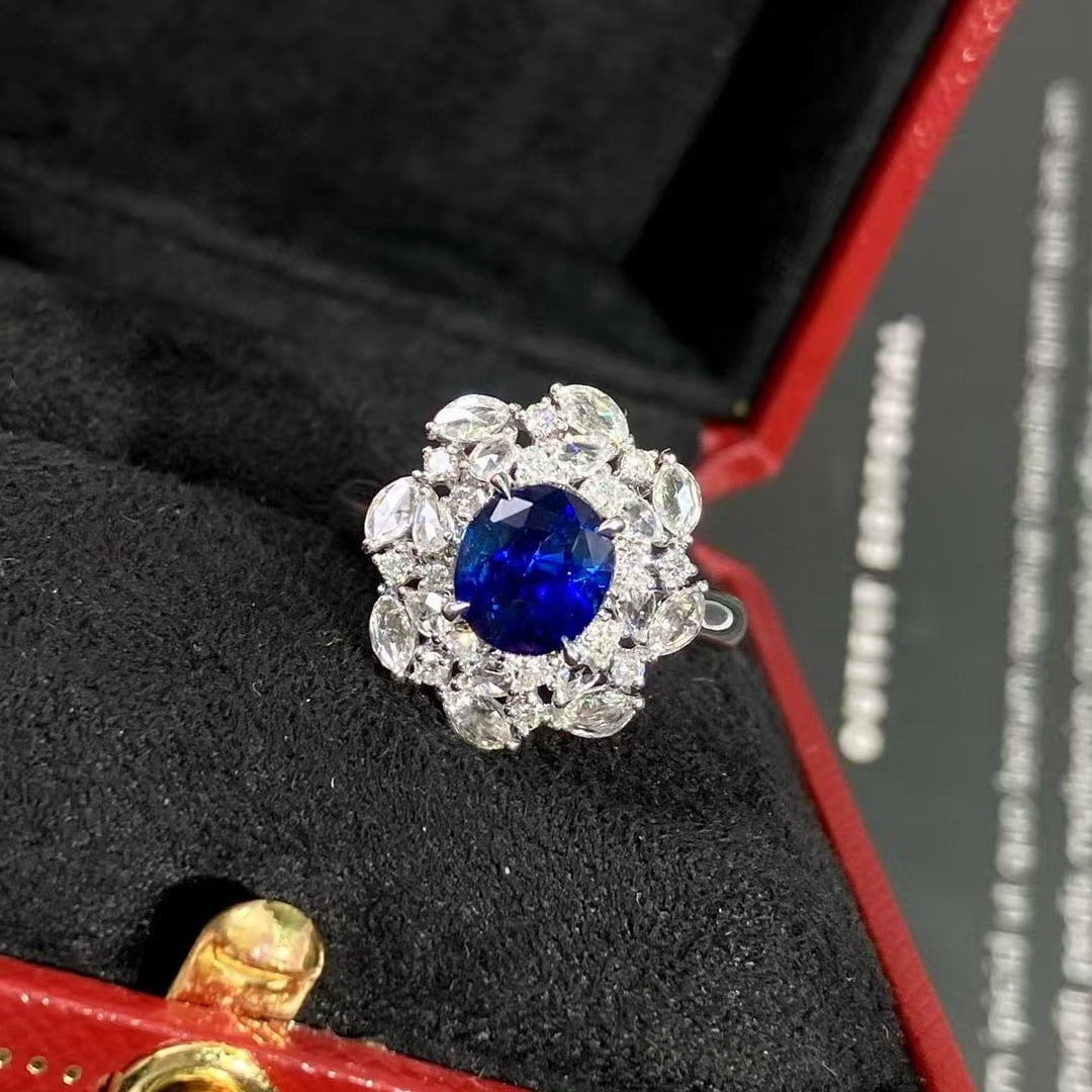 14k Gold 2.84 Ctw Natural Sapphire & Diamond Ring - 2