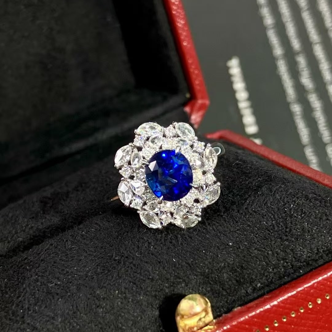 14k Gold 2.84 Ctw Natural Sapphire & Diamond Ring - 3
