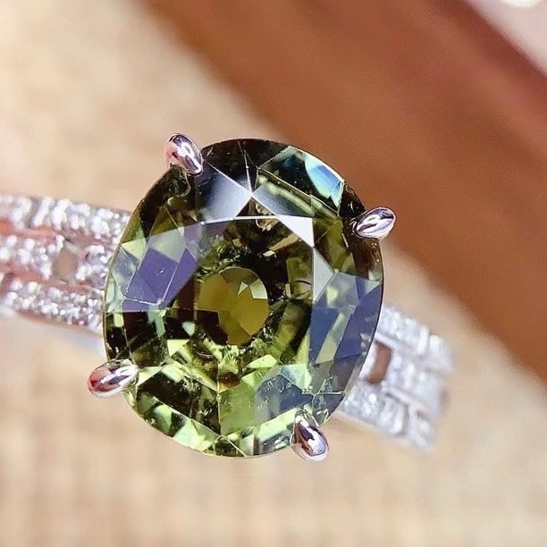 14k Gold 4 Ct Natural Tourmaline & Diamond Ring - 3