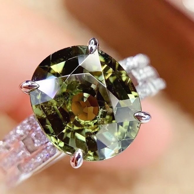 14k Gold 4 Ct Natural Tourmaline & Diamond Ring - 4