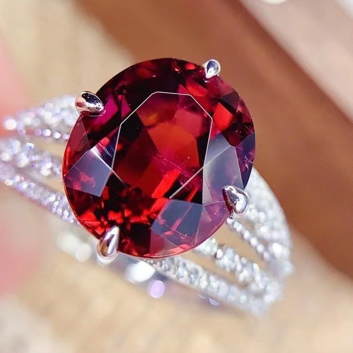 14k Gold 4.8 Ct Natural Tourmaline & Diamond Ring - 4