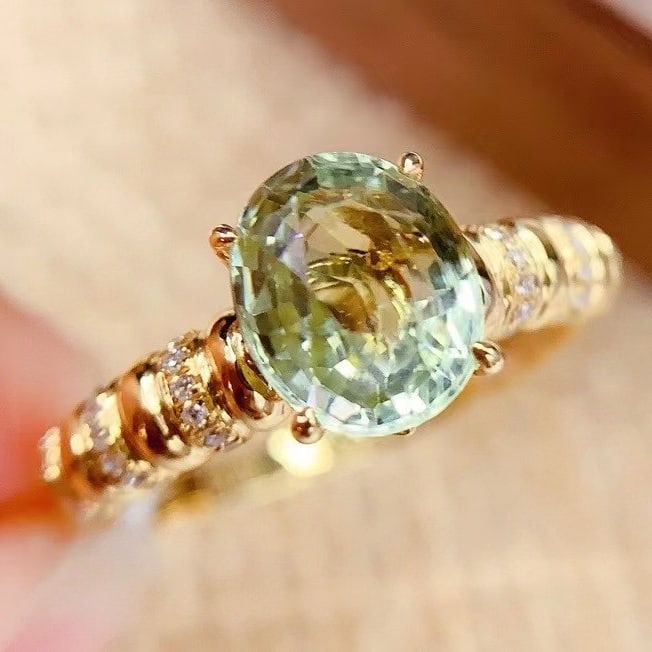 14k Gold 2.08 Ct Natural Tourmaline & Diamond Ring - 2