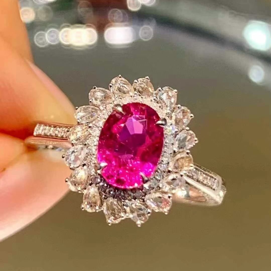 14k Gold 1.3 Ct Natural Ruby & Diamond & Sapphire Ring - 3