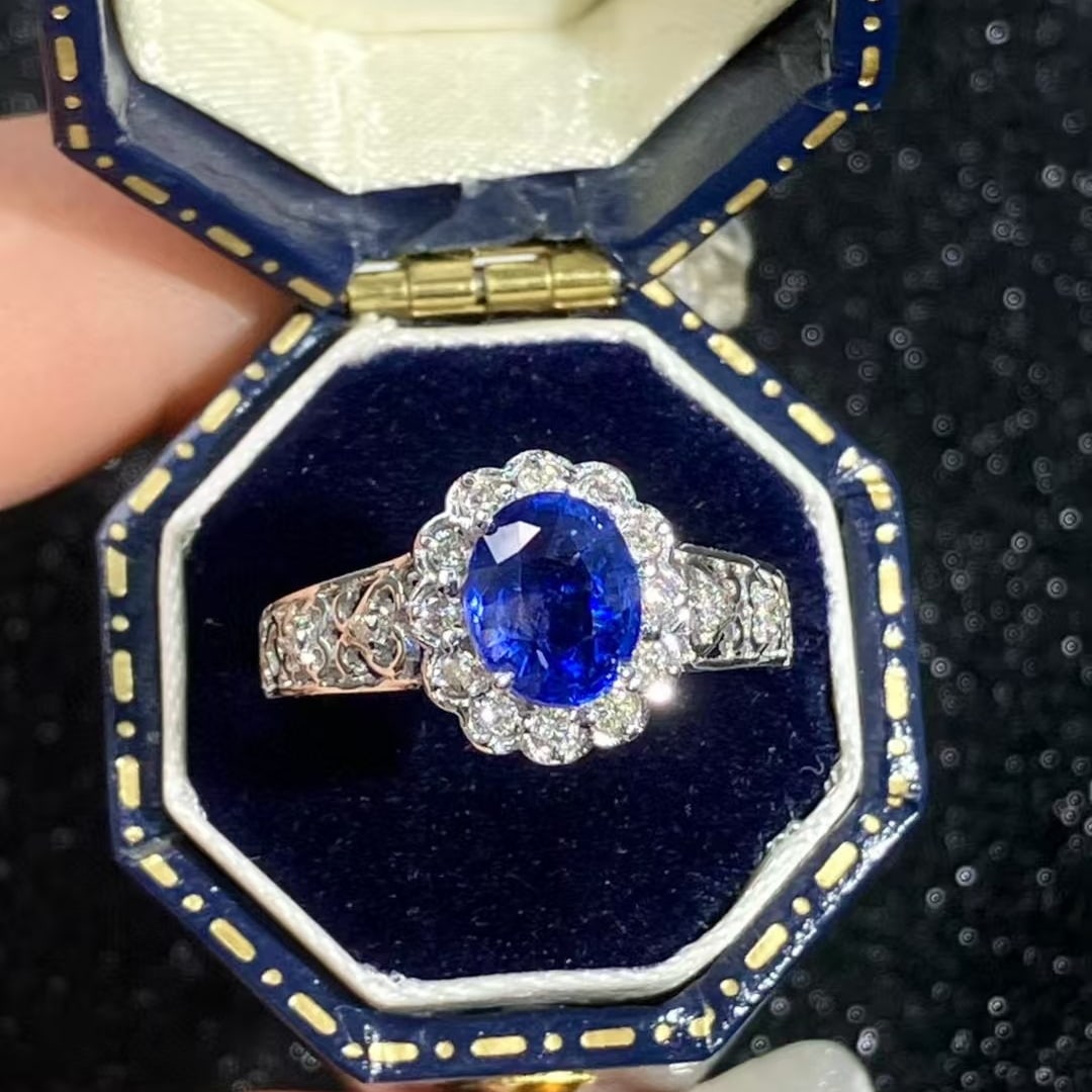 14k Gold 1.68 Ct Natural Sapphire & Diamond Ring - 2