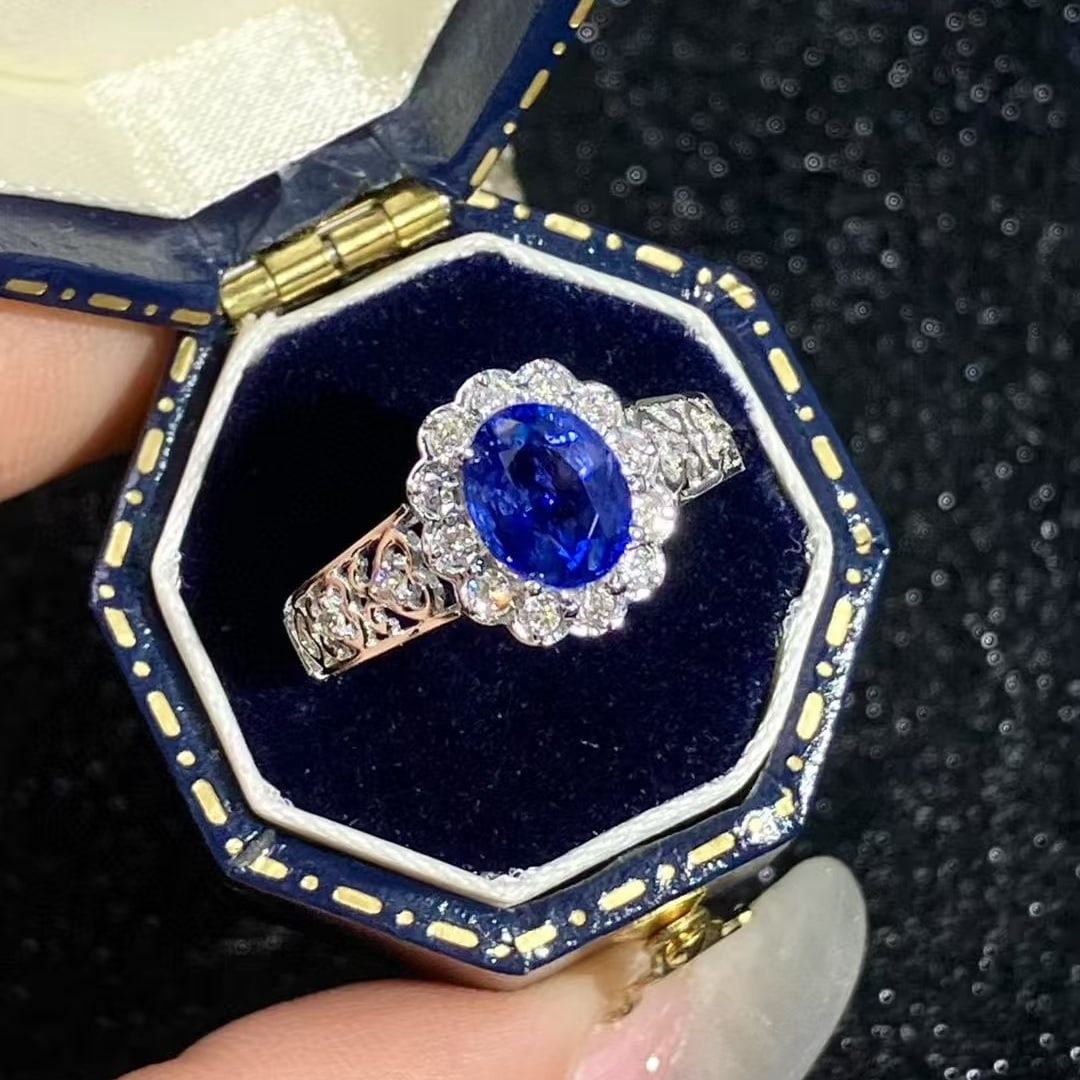 14k Gold 1.68 Ct Natural Sapphire & Diamond Ring - 3