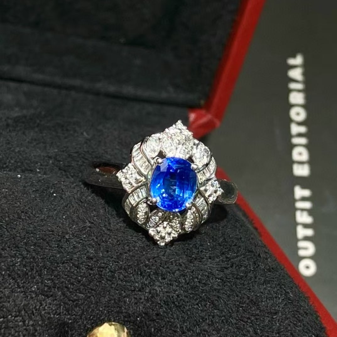 14k Gold 1.28 Ct Natural Sapphire & Diamond Ring - 2
