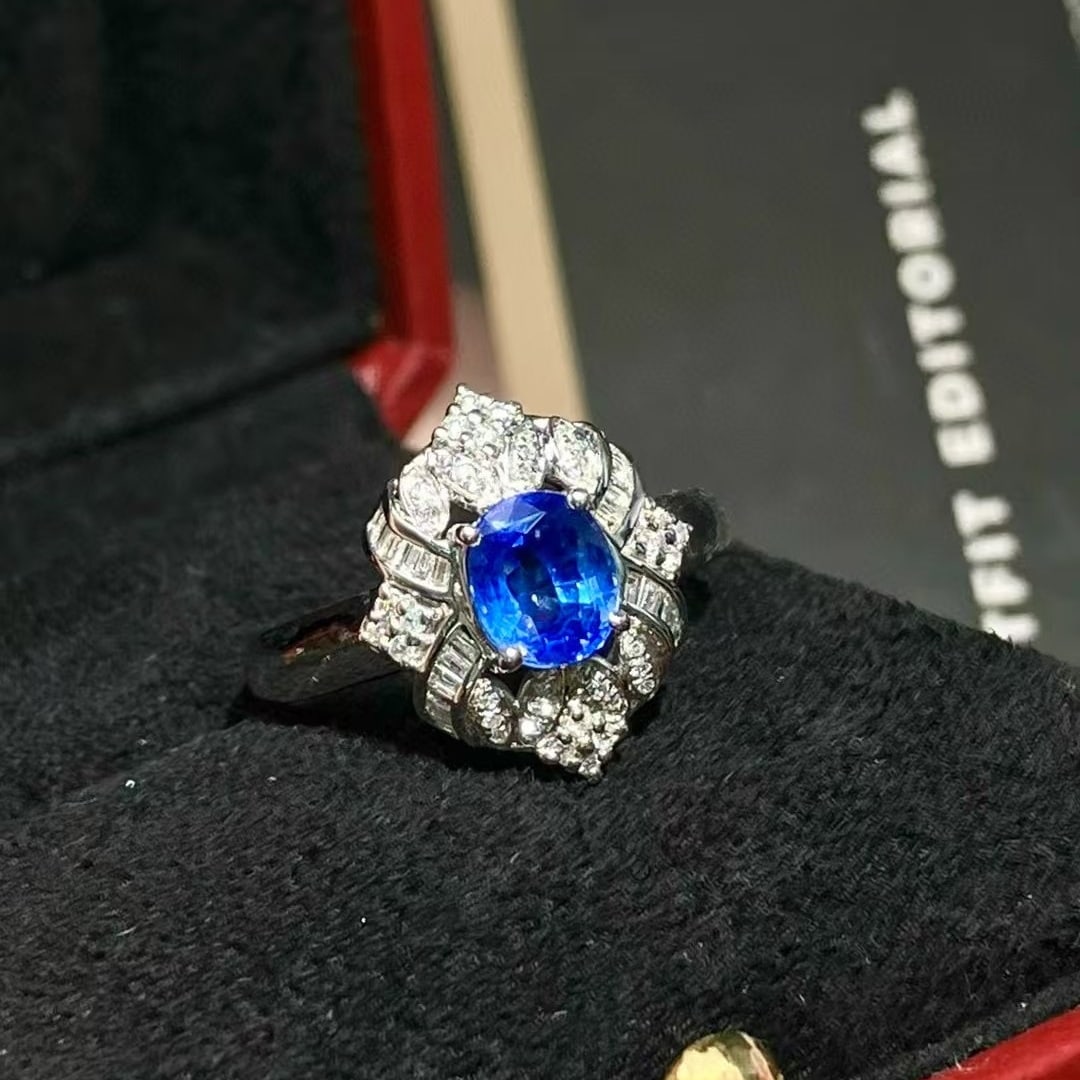 14k Gold 1.28 Ct Natural Sapphire & Diamond Ring - 3