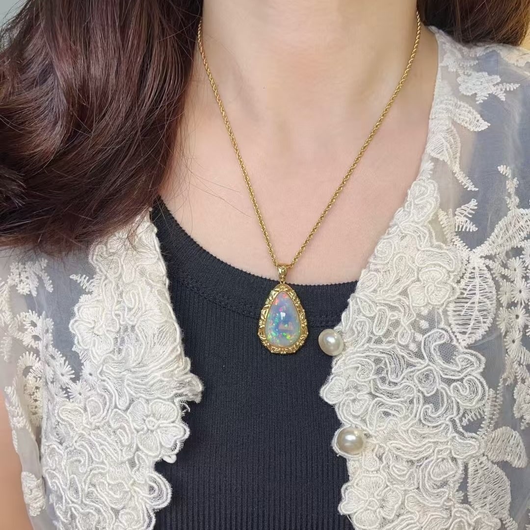 14k Gold 20.46 Ct Natural Opal Pendant( Without Chain ) - 5