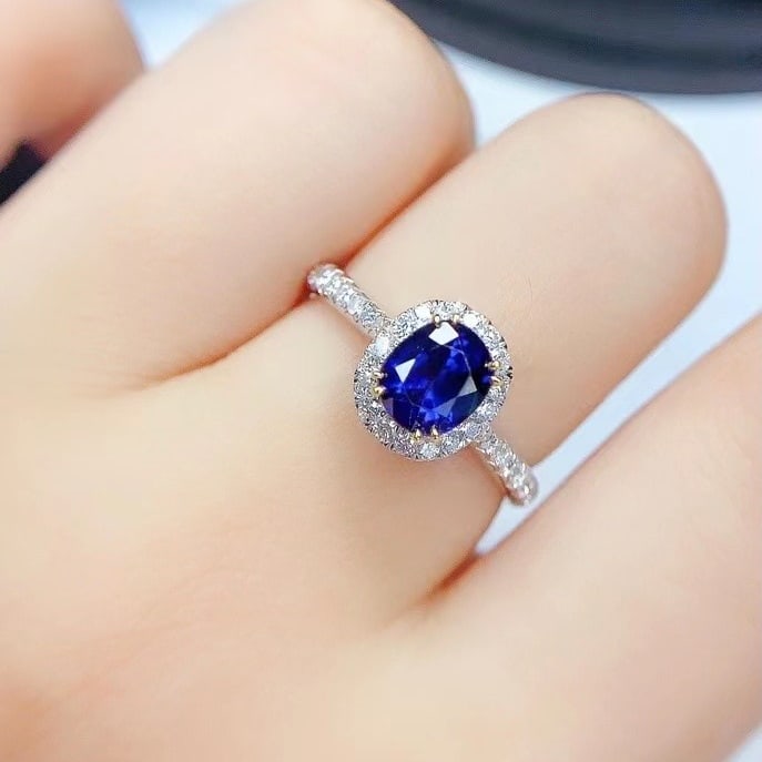 14k Gold 1.5 Ct Natural Sapphire & Diamond Ring - 2