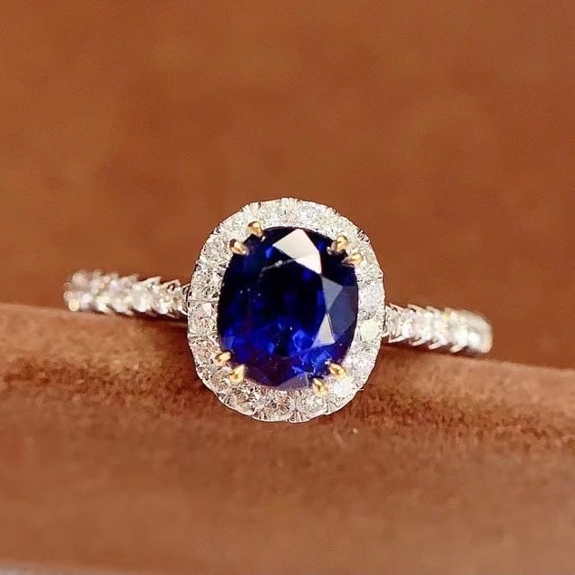 14k Gold 1.5 Ct Natural Sapphire & Diamond Ring - 3