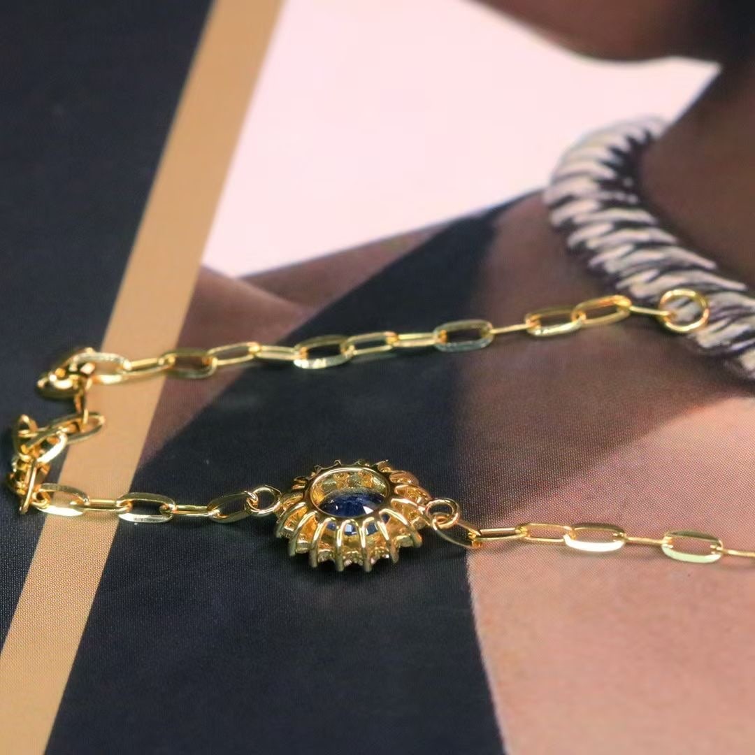 14k Gold 0.68 Ctw Natural Sapphire & Diamond Bracelet - 3
