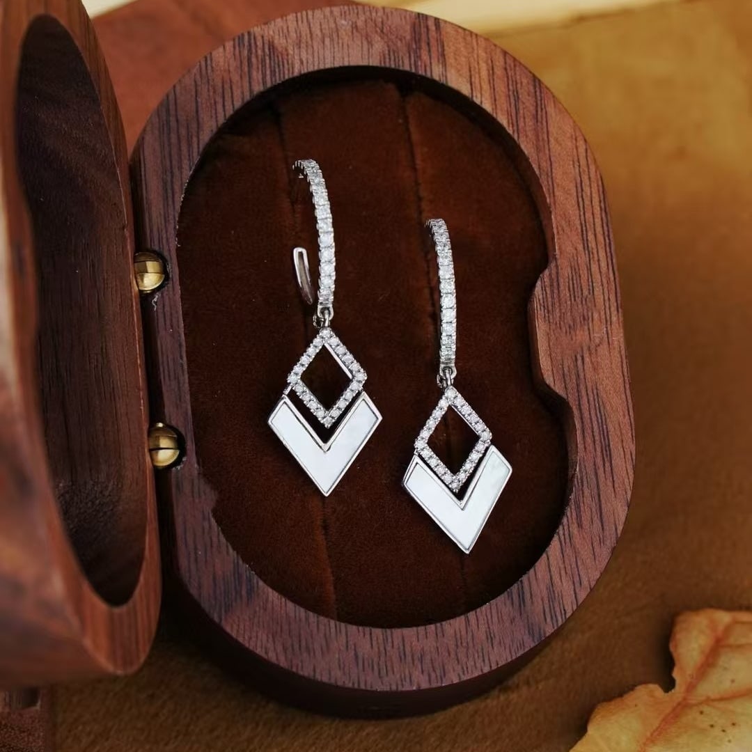 14k Gold 0.56 Ct Natural H Diamond Earrings - 2