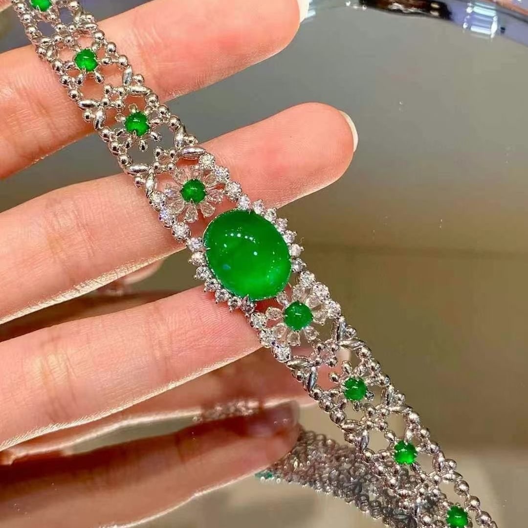 14k Gold 8.5 Ct Natural Emerald & Diamond & Sapphire Bracelet (1 of 6)