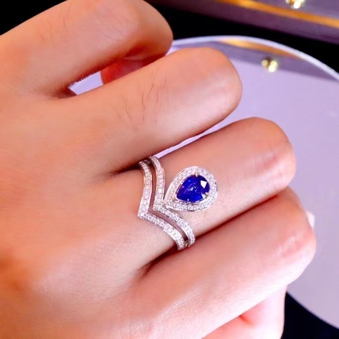 14k Gold 1.22 Ctw Natural Sapphire & Diamond Ring - 3