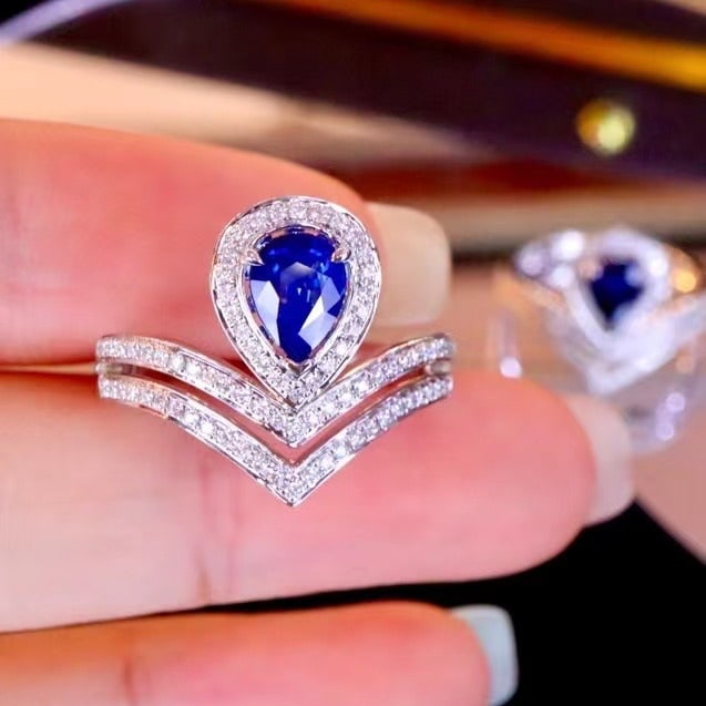 14k Gold 1.22 Ctw Natural Sapphire & Diamond Ring - 4