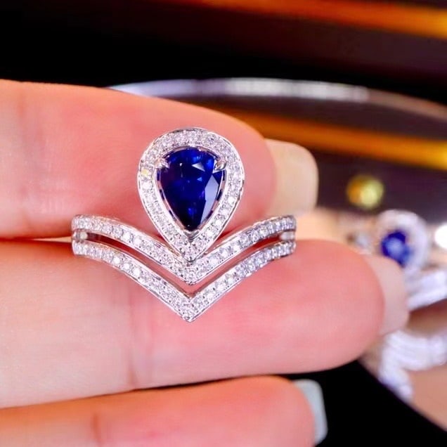 14k Gold 1.22 Ctw Natural Sapphire & Diamond Ring - 5