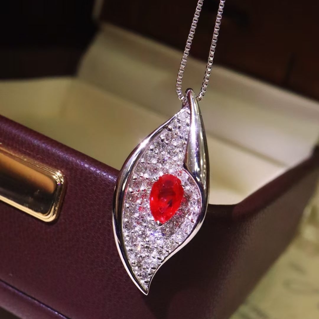 14k Gold 1.41 Ctw Natural Ruby & Diamond Necklace - 2