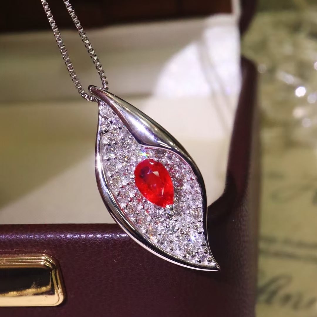 14k Gold 1.41 Ctw Natural Ruby & Diamond Necklace - 3