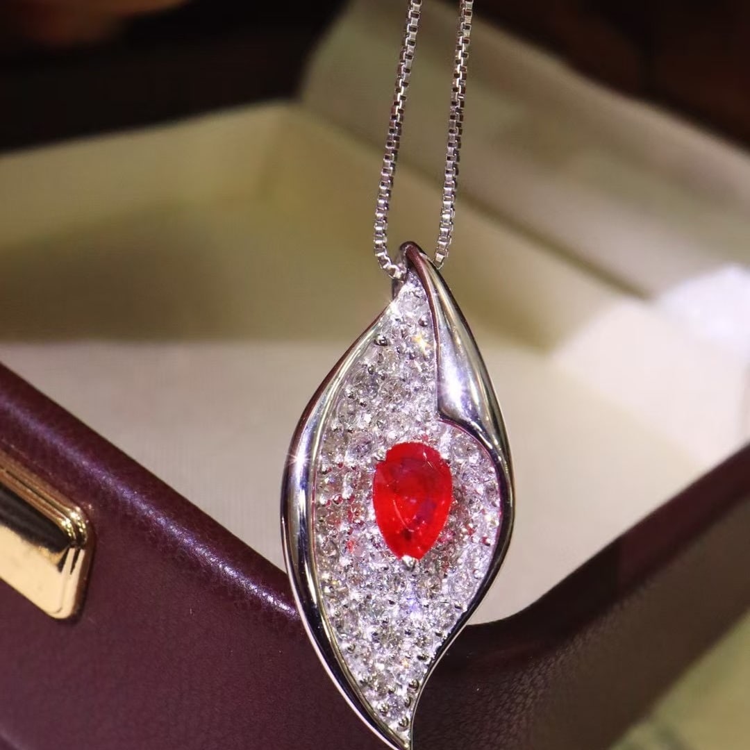14k Gold 1.41 Ctw Natural Ruby & Diamond Necklace - 4