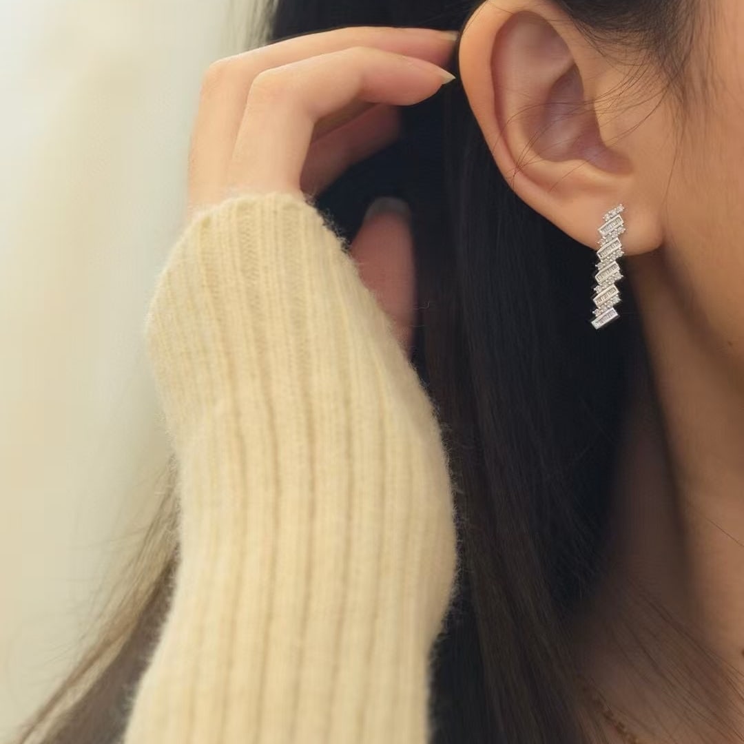 14k Gold 0.68 Ct Natural H Diamond Earrings - 3