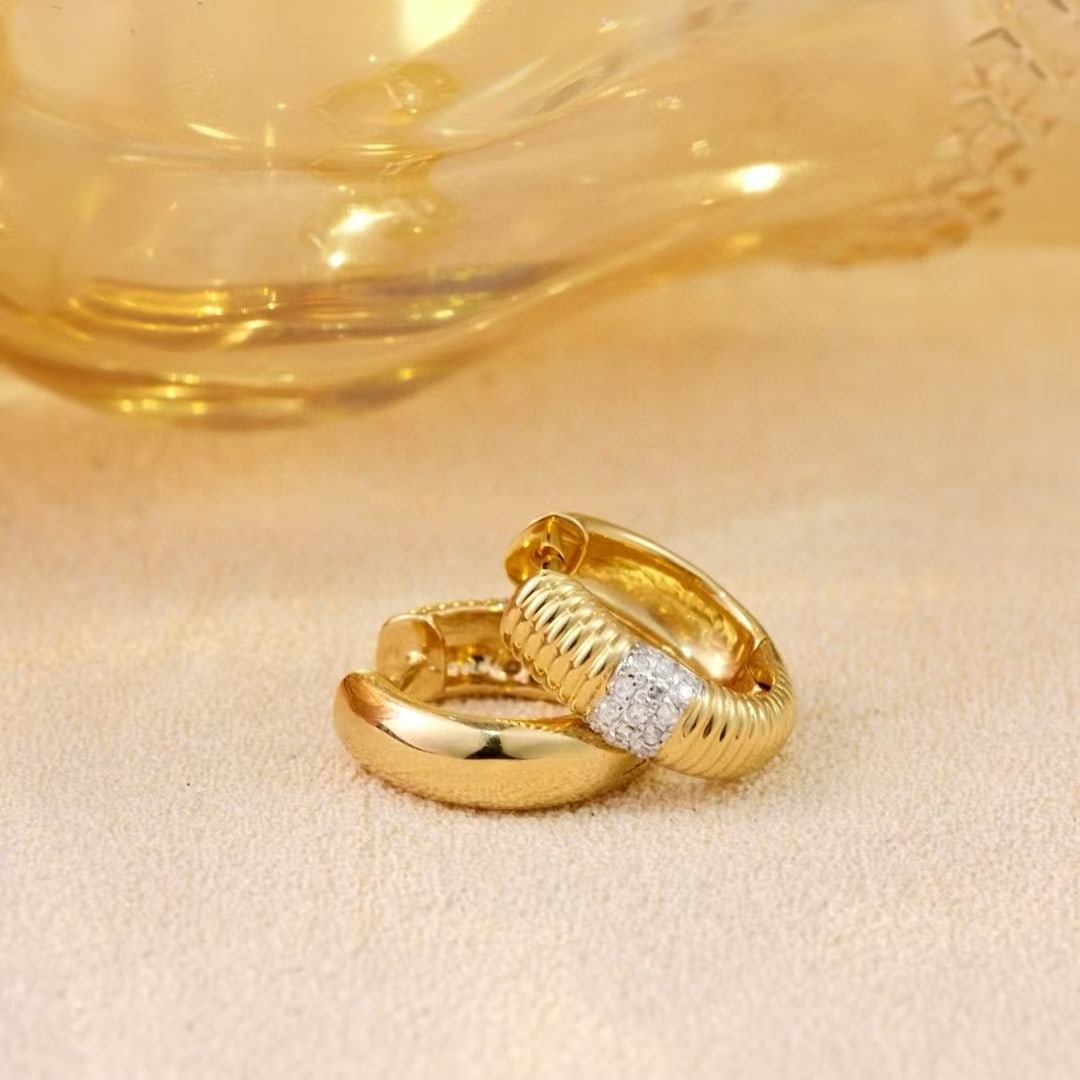 14k Gold 0.16 Ct Natural H Diamond Earrings - 6