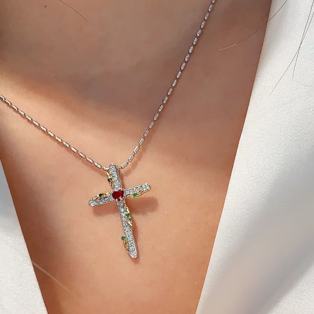 14k Gold 0.36 Ctw Natural Ruby & Diamond Pendant( Without Chain ) - 4