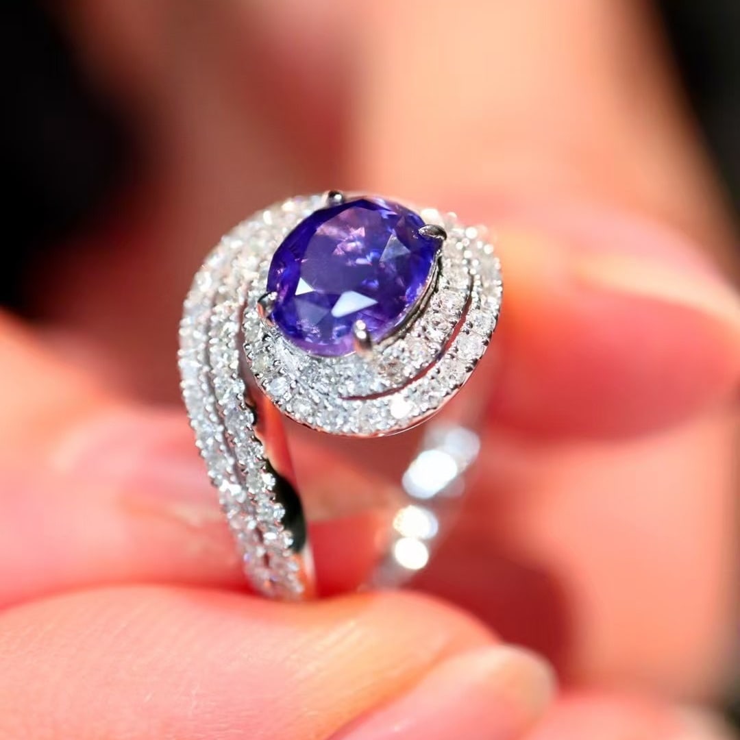 14k Gold 2.52 Ctw Natural Sapphire & Diamond Ring - 2