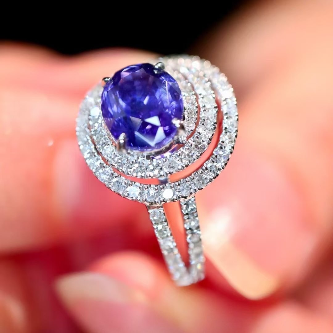 14k Gold 2.52 Ctw Natural Sapphire & Diamond Ring - 5