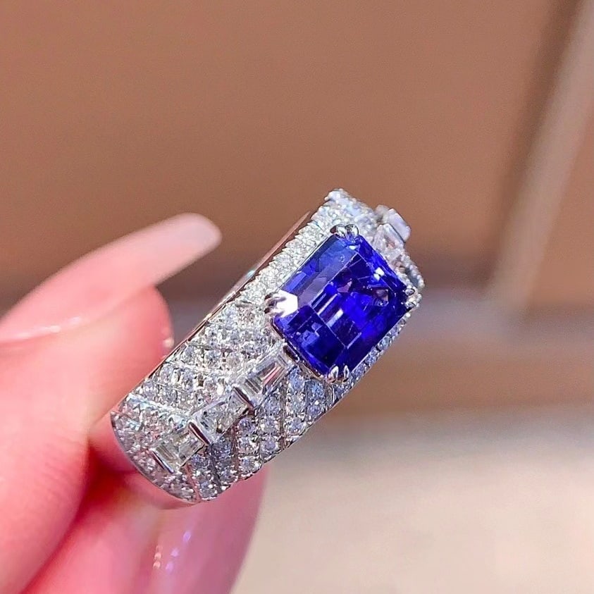 14k Gold 2.74 Ctw Natural Sapphire & Diamond Ring - 4