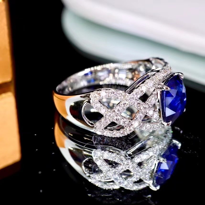 14k Gold 2.60 Ctw Natural Sapphire & Diamond Ring - 2