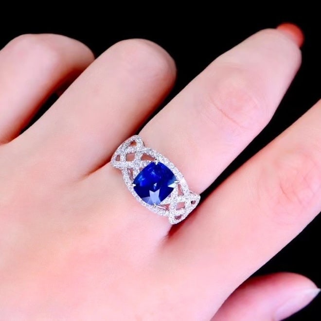 14k Gold 2.60 Ctw Natural Sapphire & Diamond Ring - 5
