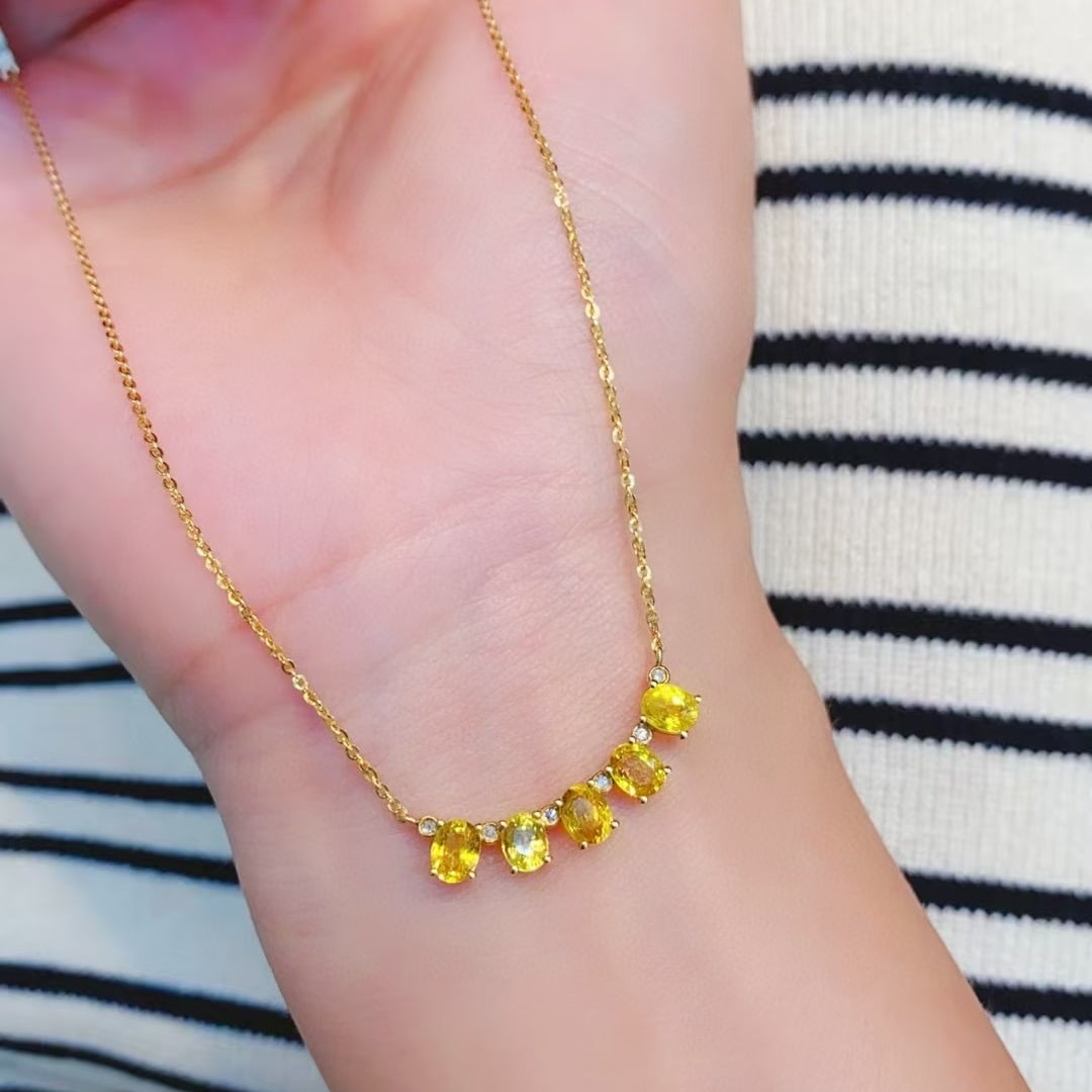 14k Gold 1.2 Ct Natural Sapphire & Diamond Necklace (1 of 3)