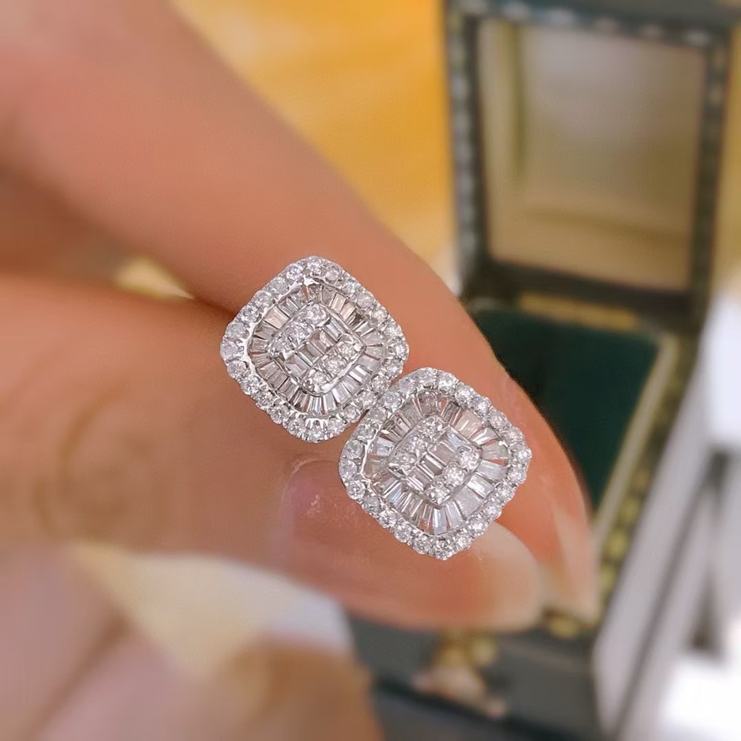 14k Gold 0.7 Ct Natural H Diamond Earrings - 2