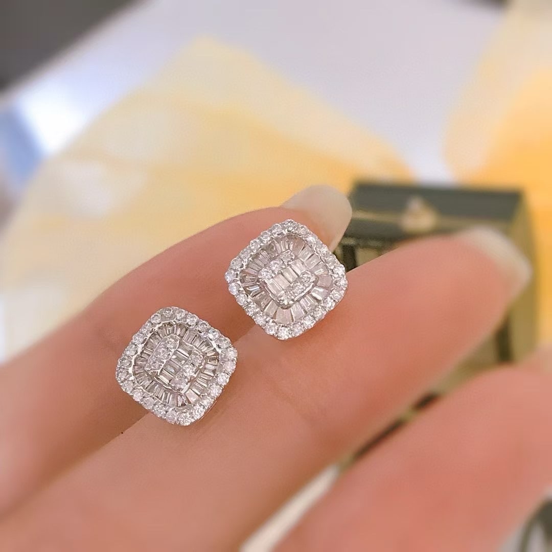 14k Gold 0.7 Ct Natural H Diamond Earrings - 4