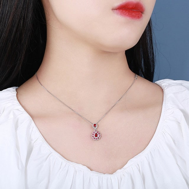 14k Gold 1.17 Ctw Natural Ruby & Ruby Pendant( Without Chain ) - 6