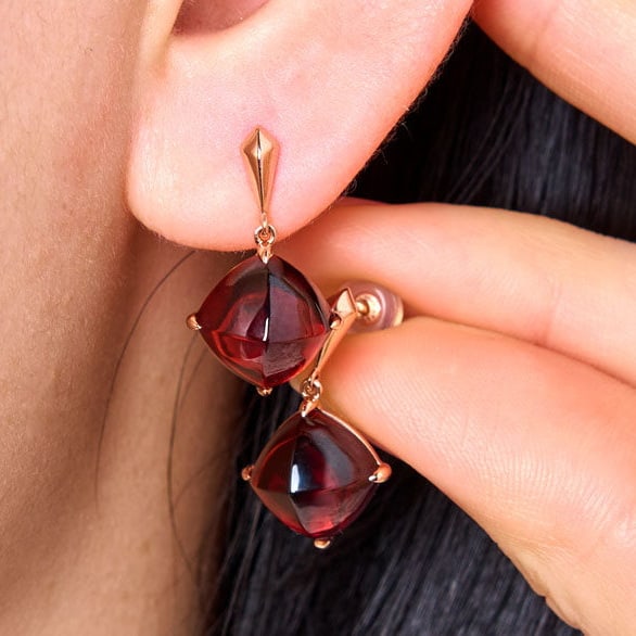 14k Gold 12.06 Ct Natural Garnet Earrings - 4