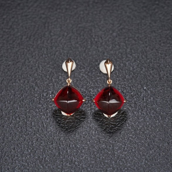 14k Gold 12.06 Ct Natural Garnet Earrings - 5