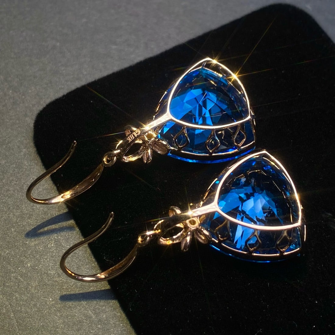 14k Gold 34.9 Ct Natural Topaz & Diamond Earrings - 6